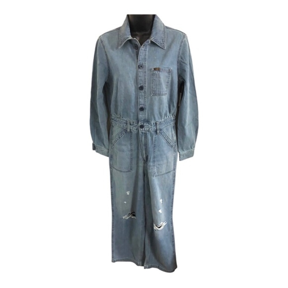Lee's union-alls‎ distressed blue jeans Cover-alls long sleeve jumpsuit size S